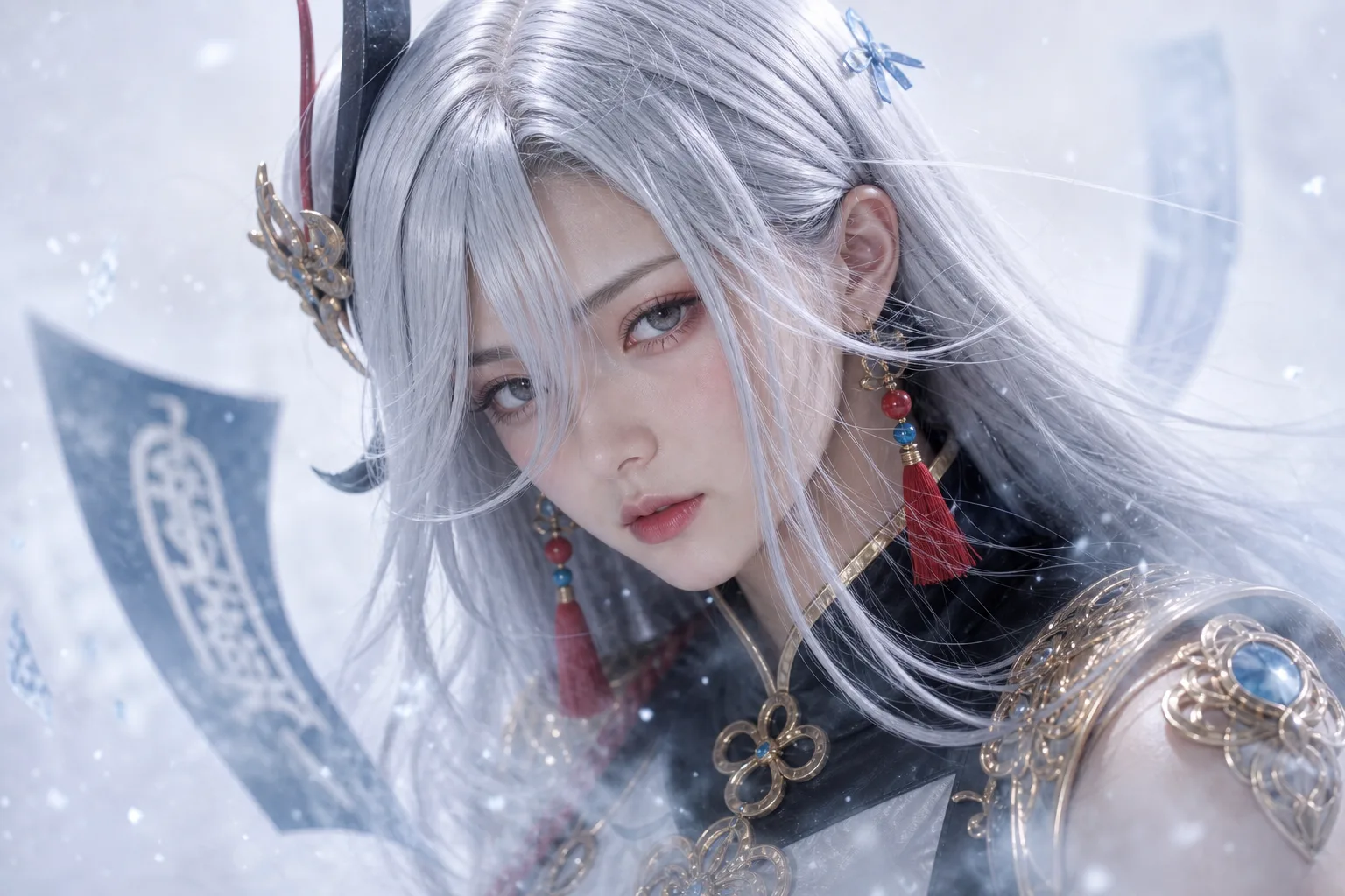 申鹤冰雾近景面部 Cosplay 拍摄动作参考图