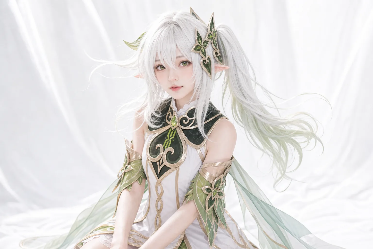 纳西妲高调半跪半身 Cosplay 拍摄动作参考图